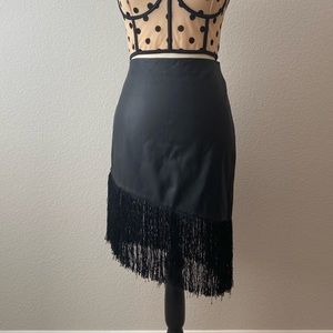 Express Asymmetrical Fringe Skirt